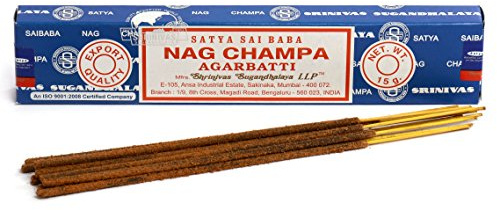 Satya Sai Baba Agarbatti Lot de 3 boîtes de bâtonnets d'encens Parfum Nag Champa