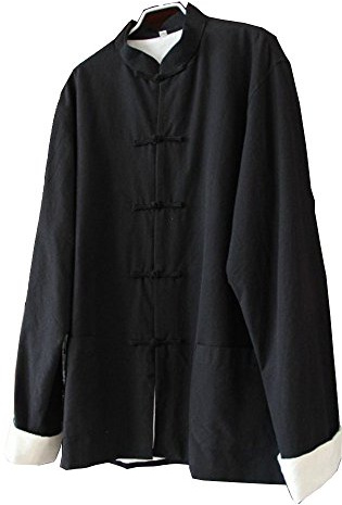 ZooBoo Mens Martial Arts Kung Fu Jacket Tang Suit (Black, XXL)