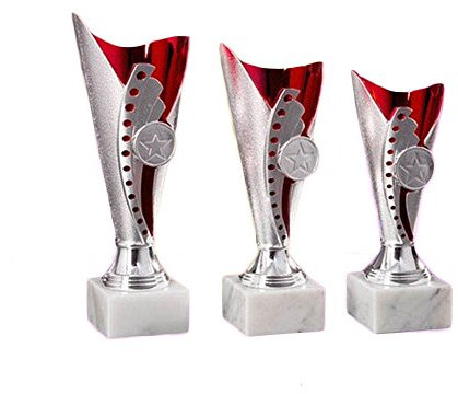 RaRu 3er-Serie Pokale (Silber/rot) mit Wunschgravur (Dart)