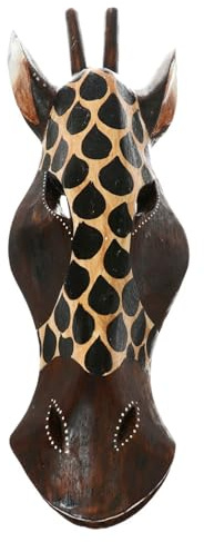 Máscaras africanas de jirafa para decoración del hogar, madera tallada, jirafa africana, decoración de safari