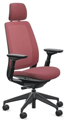 Steelcase Series 2 Office Chair with Headrest, Graphite Frame, Air Back with 3D Microknit Cogent Connect Merlot, Hard Floor Casters