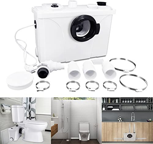CEEDIR 700W Stark Hebeanlage Fäkalienpumpe Haushaltspumpe Fäkalienpumpe Schmutzwasserpumpen mit Rückschlagventil Vier Wassereinlässe 180L/min für WC, Toiletten, Dusche, Badewannen, Waschbecken