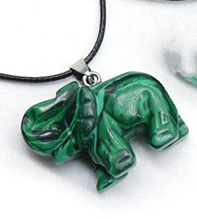 Colgantes Para Mujer Piedra Natural Tira De Elefante Tallada Malaquita Collar De Piedra Natural Declaración Chakras Simples Collar Colgante De Cristal Joyería De Regalo De San Valentín Para Hombr