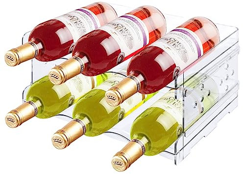 MXTIMWAN Range-Bouteilles, 2 Range Bouteille pour Vin, Porte-Bouteilles Empilable Porte Bouteilles de Vin, Porte-Bouteille d'eau pour Comptoirs de Cuisine, Armoire, Frigo
