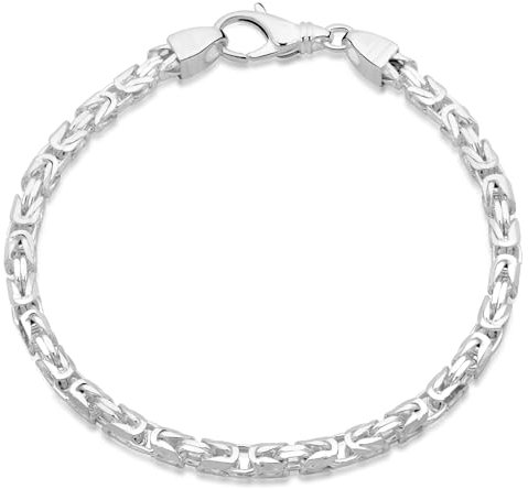 Tony Fein Königsarmband 3mm 925er Silber Hochglanzpoliert Diamantiert für Damen und Herren