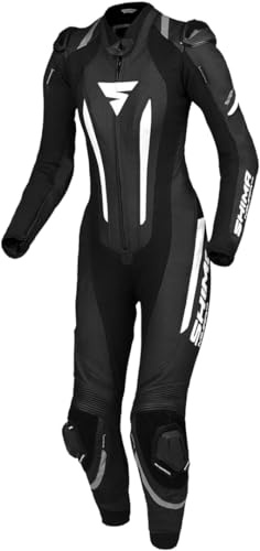 SHIMA Miura RS Tuta in pelle da moto monopezzo da donna, nero/bianco, 40