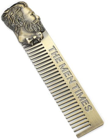 EOYVAIL Pettini per styling，Pettine in metallo con testa barbuta, pettine professionale, pettine da taglio in metallo in alluminio aerospaziale (oro)