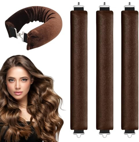 Hitzefreie Lockenwickler, 4 Stück Hair Curler, Heatless Curls Band, Über Nacht Locken Ohne Hitze (Braun)