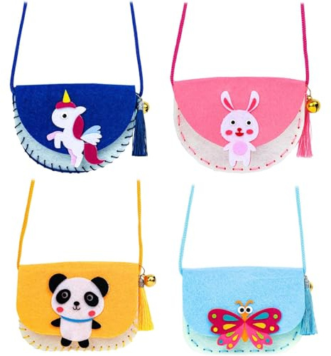 KYEDGC Lot de 4 kits de couture pour enfants, sacs à main, kits de couture pour enfants débutants, kits de couture pour enfants de 8 à 12 ans, cadeau amusant à faire soi-même