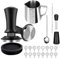 Fesatccoz Set di tamper per espresso, accessori per caffè con tampone da caffè da 51 mm, strumento WDT, tappetino per tamper, mescolatore per caffè, latte art penna, schiumalatte, stencil per caffè