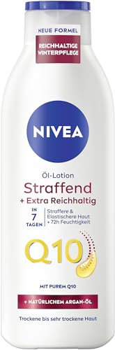 NIVEA Lozione tonificante Q10, lozione nutriente per il corpo con olio di argan naturale al 100% e puro Q10, crema per il corpo rassodante per pelli mature e secche (250 ml)