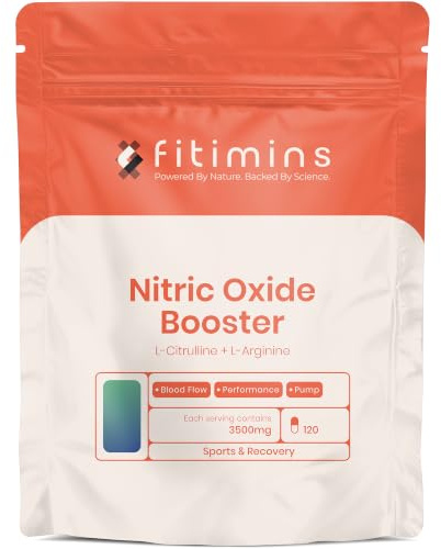 L-Citrulline & L-Arginine 3500mg | Nitric Oxide Formula | 120 Vegan Capsules | 1-Month Supply | UK-Made Supplement | Pre-Workout & Daily Wellness | Fitimins