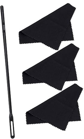 Milisten Kit di Pulizia per Flauto e Clarinetto Asta e Panno in Plastica Nero Riutilizzabile per Rimuovere Macchie, Accessorio Portatile per Strumenti a Fiato