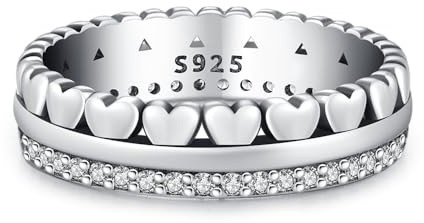 BOIGEGU Anillos Mujer Plata de Ley 925 Anillo de Corazón Anillo trébol CZ Anillos de Compromiso Alianzas Boda Anillo de Promesa Anillos Mujer talla 6-8