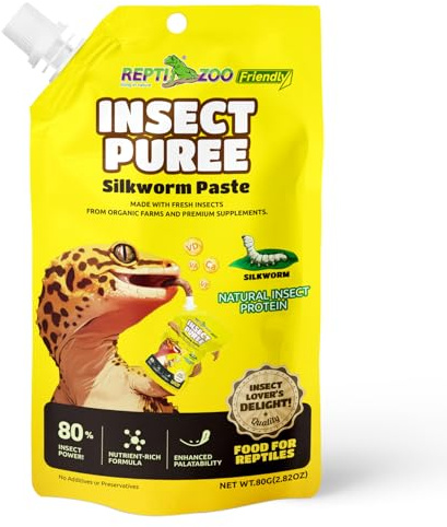 REPTIZOO FRIENDLY Crested Gecko Food, Silkworm Paste Reptile Food Made with Fresh Insects Gecko Food Complete Diet 2.82oz