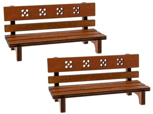 GARVALON Lot de 2 Mini Bancs Décoratifs en Bois pour Jardin Miniature, Accessoires Vintage Résistants à l'usure, pour Scènes Photo et Décoratives