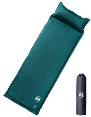 Mangloder Matelas auto-gonflant avec coussin intégré, vert, pour camping, trekking et activités de plein air, durable, imperméable, léger, avec mousse à mémoire de forme, sac de transport, 195 x 64 x