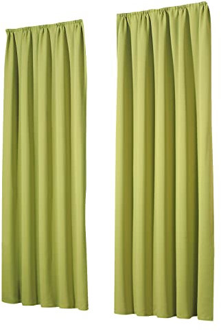 heimtexland Vorhang Blickdicht Thermovorhang Verdunklungsvorhänge 2er Set Kräuselband Deko Gardine isolierend Kälteschutz Sonnenschutz Ökotex Fensterdeko Typ139 Pistazien Grün HxB 245x135 cm