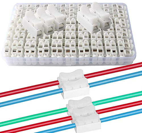 QitinDasen 62 Pc Spring Wire Connectors Kit, Quick Cable Connector Terminal Block, Electrical Cable Clamp Terminal Block Connector, No Screw No Welding (50 CH2 + 12 CH3)