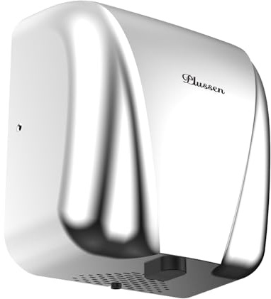 PLUSSEN Secador de mano de acero inoxidable automático comercial eléctrico secador de mano montado en la pared para baño cocina, secado rápido de 1800 W en 10 segundos (plata)