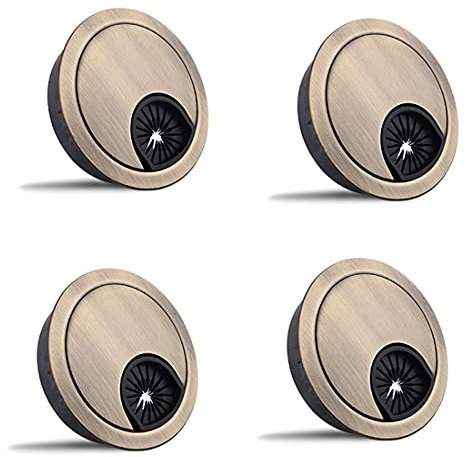 Kabeldurchführungen, Computertisch, Metall-Kabelloch, runde Kabellochabdeckung für Schreibtisch-Kabel-Organizer, Bronzefarben, 4 Stück, 60 mm