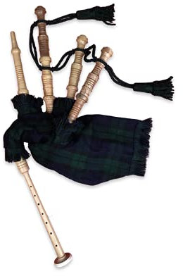 McWilliams Mini-Miniatur-Dudelsack, Dudelsack für Anfänger, spielbares Spielzeug, Geschenk (schwarze Uhr)