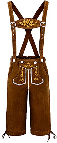 COSAVOROCK Lederhosen Uomo Costume Oktoberfest Bavarese Marrone XL