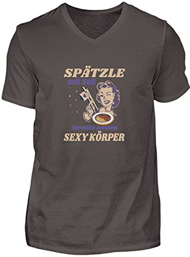 Spätzle avec sauce – Proverbes souabes – cadeaux Schwaben – T-shirt à col en V pour homme, Fumée (solide)., S