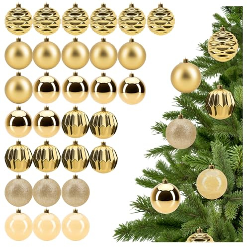 COM-FOUR® 30x julkulor, Julgranskulor av okrossbar plast till jul