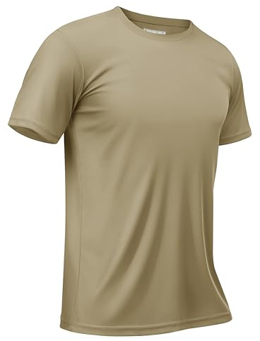TACVASEN Herren UV-Schutz T-Shirts UPF 50+ Kurzarm Sonnenschutz Atmungsaktiv Trainingsshirt, Stumpfes Cyan, L