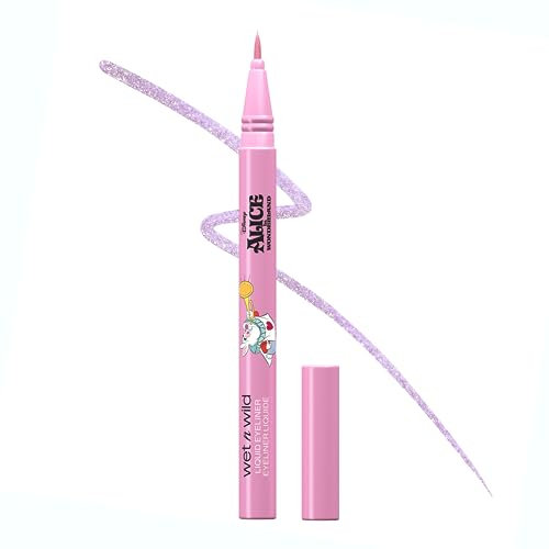 Wet n Wild Alice au Pays des Merveilles Eyeliner Liquide avec Pinceau Flexible pour une Haute Précision, Formule Semi-transparente et Modulable, Fini à Paillettes Ultra-fines, Teinte Out of Time