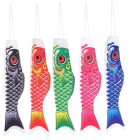 DOITOOL 5pièces Drapeau Carpe Japonais Suspendu Pour Jardin Manche à Air Extérieur Direction Du Vent