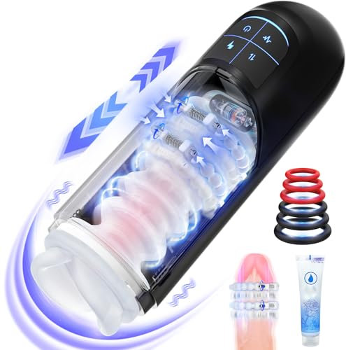 Masturbtore Automatico Sex Toys per Uomini - Masturbatori Maschili Sex Toys Uomo con Perline Massaggianti Regolabili Masturbatori Masturazione Realistico Uomo con Modalità di Spinta e Vibrazione 10x7