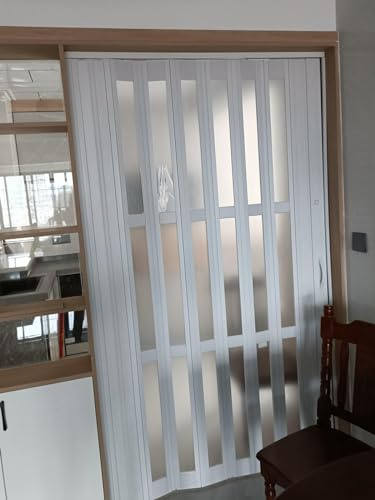Puerta corredera plegable acordeon Interior Interior De Puertas Plegables Transparentes Esmeriladas, Puerta Corredera De Acordeón De Aluminio Y Acrílico Para Privacidad De Pasillo, Cocina, Despensa (