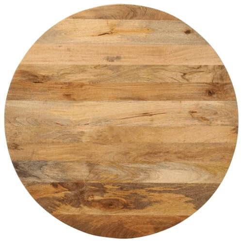 vidaXL Tischplatte, Holzplatte für Tisch Esstisch Couchtisch, Ersatztischplatte Rund, Massivholzplatte, Ø 80x3,8cm Massivholz Mango