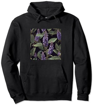 Anise Hyssop Flower Pattern Graphic Pullover Hoodie