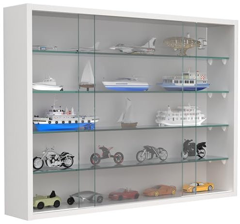 VCM Glasvitrine hängend | Vitrine Glas mit ESG-Sicherheitsglas | Maße ca. H. 55 x B. 75 x T. 12 cm | Hängevitrine Glas | Modern und platzsparend | Glas Vitrinenschrank - Drivalo L