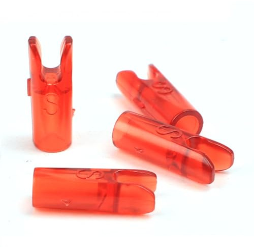 PHILOCS 60pcs Archery Pin Nocks Size L and S for ID 3.2mm ID 4.2mm ID 6.2mm Shaft Replacement Nock, Plastic Arrow Tails DIY Arrows Accessory (S red 1)