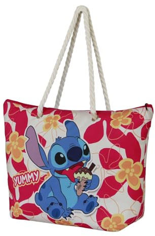 Disney Lilo y Stitch Ice Cream-Bolsa de Playa Soleil, Rosa, 52 x 37 cm