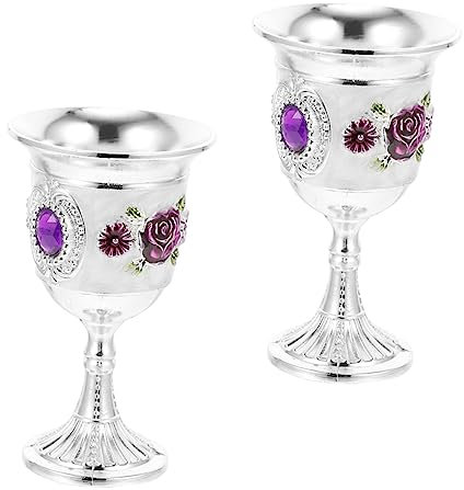 Alipis 2pièces Gobelet Alliage à Liqueur à Vin De Style Rétro Pour Fête Décoration Cocktail à Vin Pour Festival