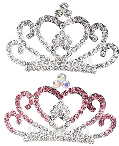VICASKY Lot De 2 Diadèmes Pour Filles En Strass, Petits Peignes Couronne Argentés, Accessoires Cheveux Pour Garçon Et Filles, Fêtes Et Anniversaires, Bijoux Coiffure Bébé