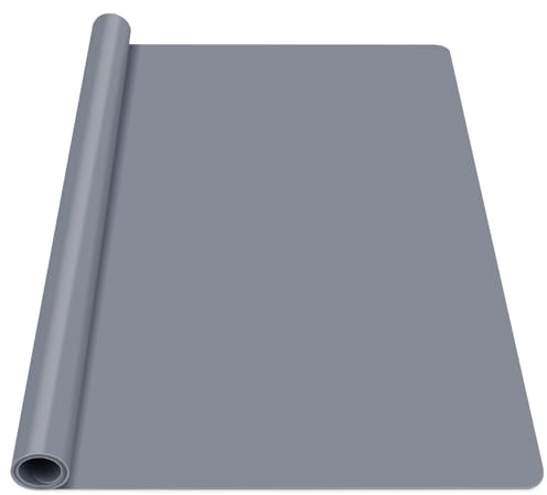 Luxeu Silicone Mat, 70x50cm Craft Mat for Resin Casting, Washable and Non Stick, Silicone Sheet for Resin Art, Painting, Craft Accessories, Worktops (Dark Grey)