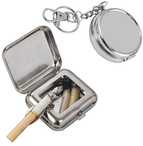 2 pcs cenicero portátil, Cenizero de Bolsillo, cenicero de bolsillo para decoración de escritorio en casa, mini cenicero de metal con tapa, oficina, viajes en coche, campamentos y uso al aire libre