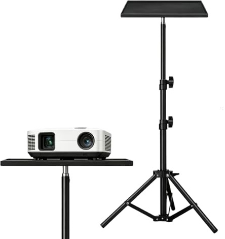 Nimblyne Trípode portátil con bandeja pequeña: soporte para proyector altura ajustable de 55 cm hasta 120 cm, soporte para proyectores para colocar tarjetas de sonido, micrófonos, ordenadores