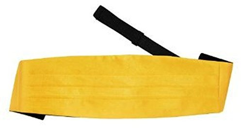 DQT Mens Plain Satin Cummerbund – Wedding & Formal - Marigold
