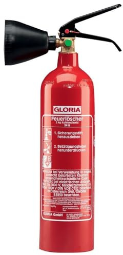 GLORIA | Kohlendioxid-CO2-Feuerlöscher | Inhalt 2 kg | mit Handhebel | Brandklasse B