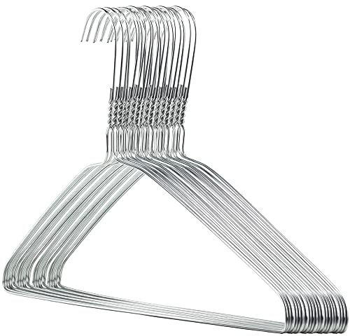 HANGERWORLD 20 Strong 41cm Metal 13 Gauge Silver Galvanised Wire Clothes Garment Trouser Bar Hangers