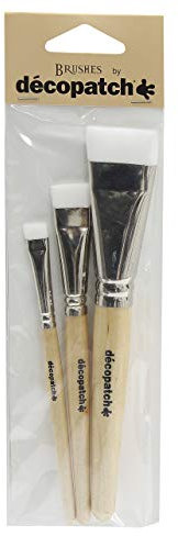 Décopatch - Ref PACK3PCO - Pack of 3 Nylon Brushes - Suitable for Use on All Surfaces, Less Brush Streaks, Easy to Clean, 3 Different Widths & Size of Brush, Brown