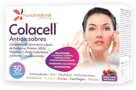Mundo Natural - Colacell 30 Sobres | Colageno en Polvo | Colageno Hidrolizado Puro + MSM + Plantas + Vitamina C | Colágeno Hidrolizado 5000mg | Colageno Acido Hialuronico en Polvo y Vitamina C