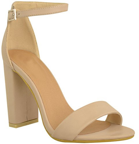 Fashion Thirsty Womens Block High Heels Ankle Strap Sexy Open Toe Shoes Ladies Comfort Heeled Party Occasion Strappy Slip On Heel Dress Sandals